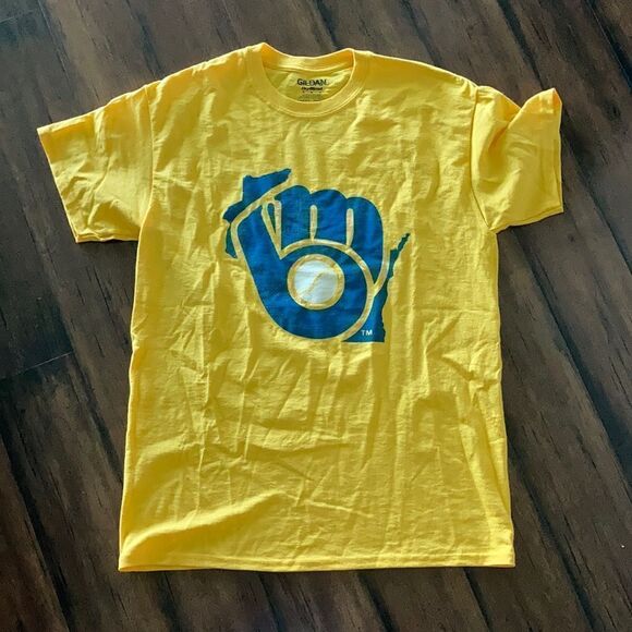 NEW Milwaukee Brewers Unisex Wisconsin Short Sleeve Shirt Top Size Medium - Picture 1 of 4